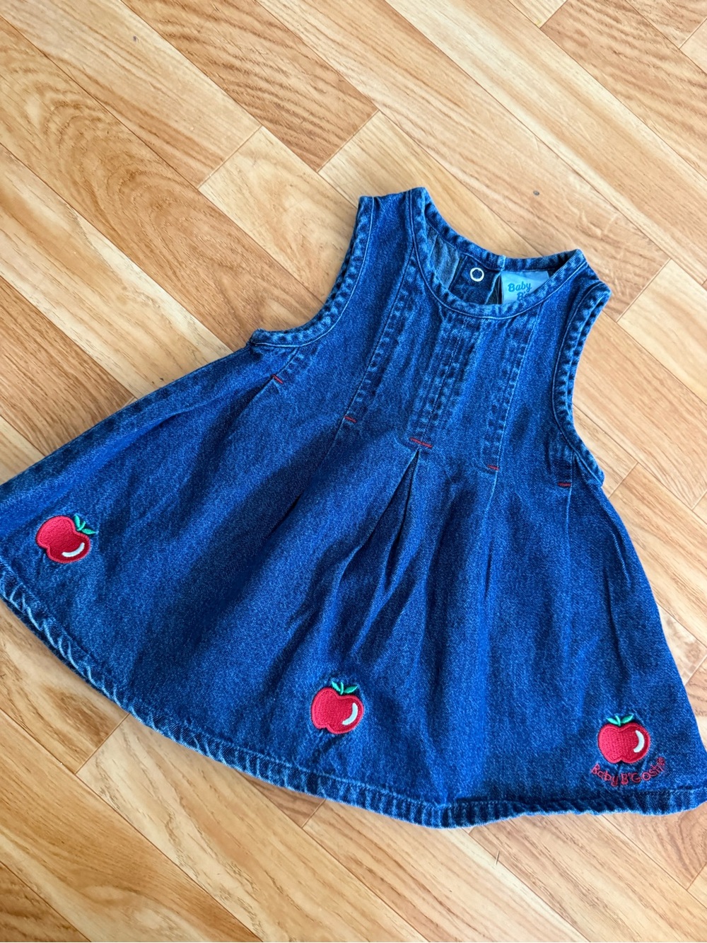 Vintage Osh kosh B’Gosh Denim Apple Patch Baby Dress - Blue